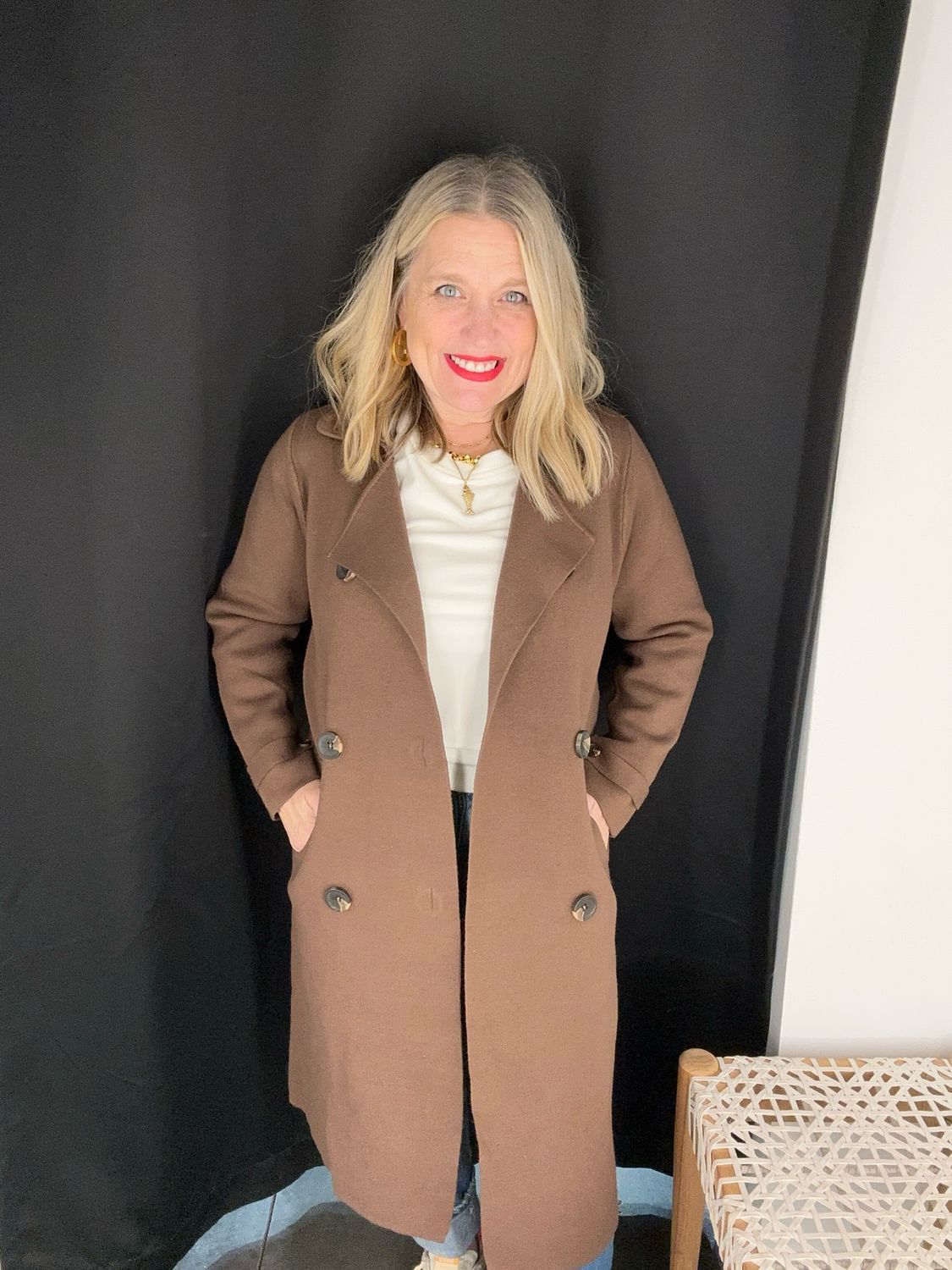 Double Breasted Duster-Choc