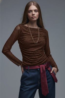 Rouched Dotty Sheer Top