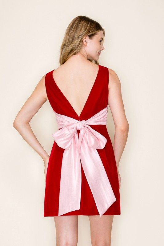 Tied With A Bow Velvet Dress