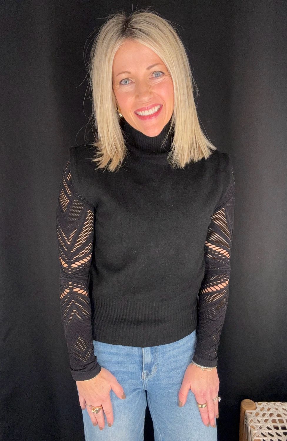 Sandi Mock Sweater-Blk