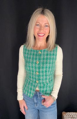 Holiday Tweed Vest-Green
