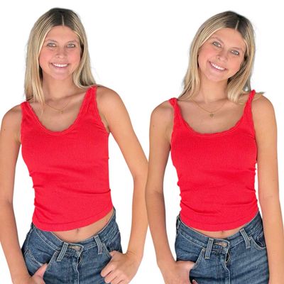 Reversible Scallop Tank-Red