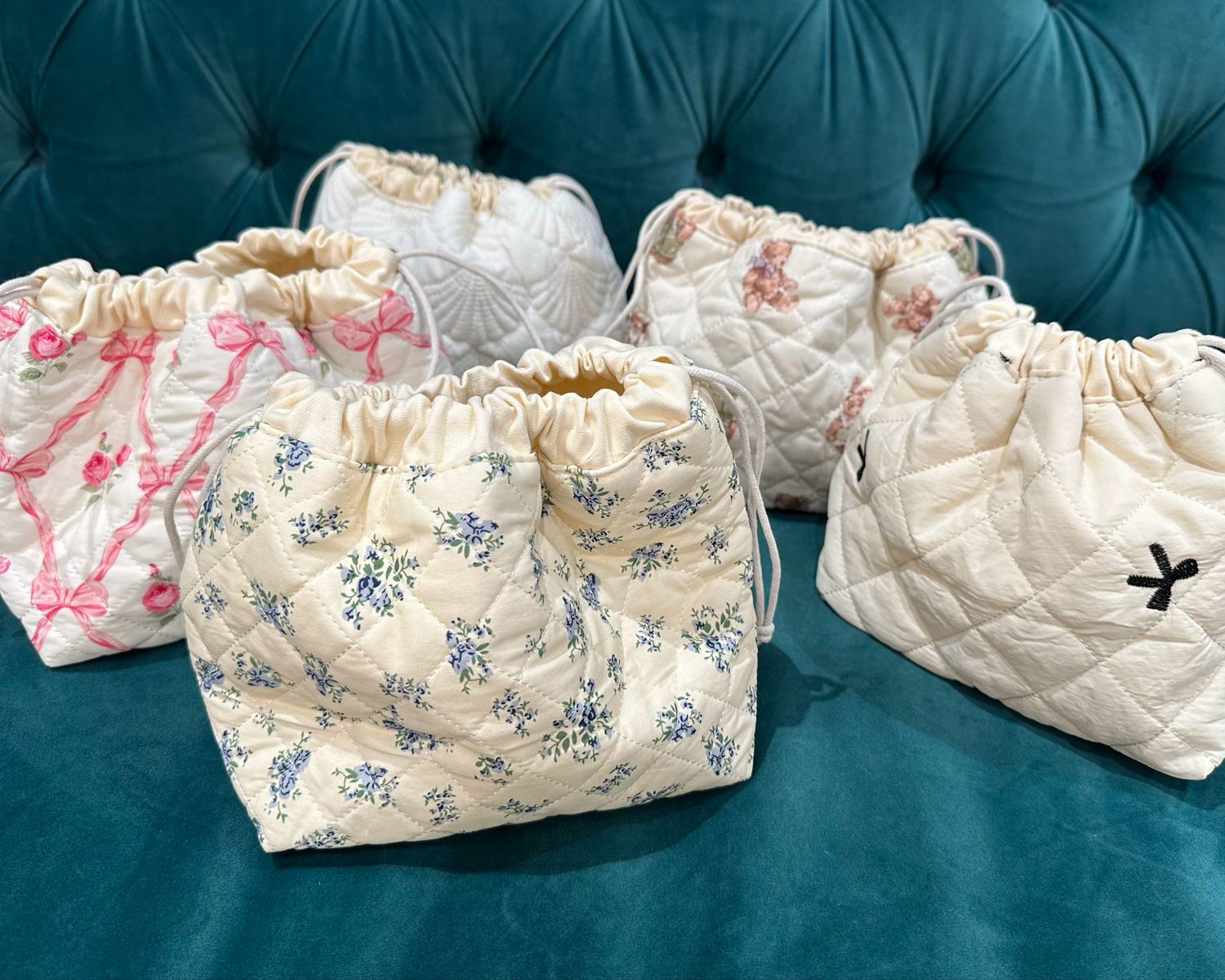 Quilted Makeup Bucket Bag