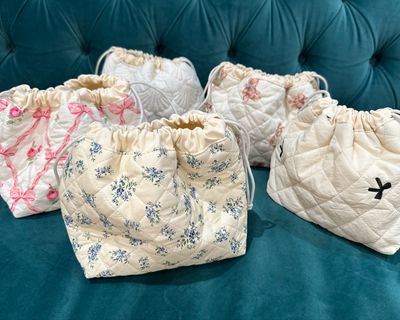 Quilted Makeup Bucket Bag