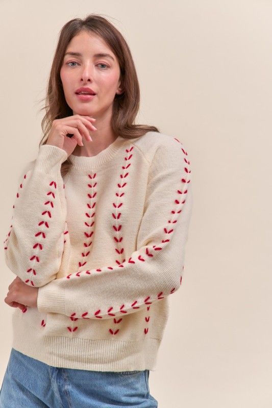 Stitched Up Sweater-White