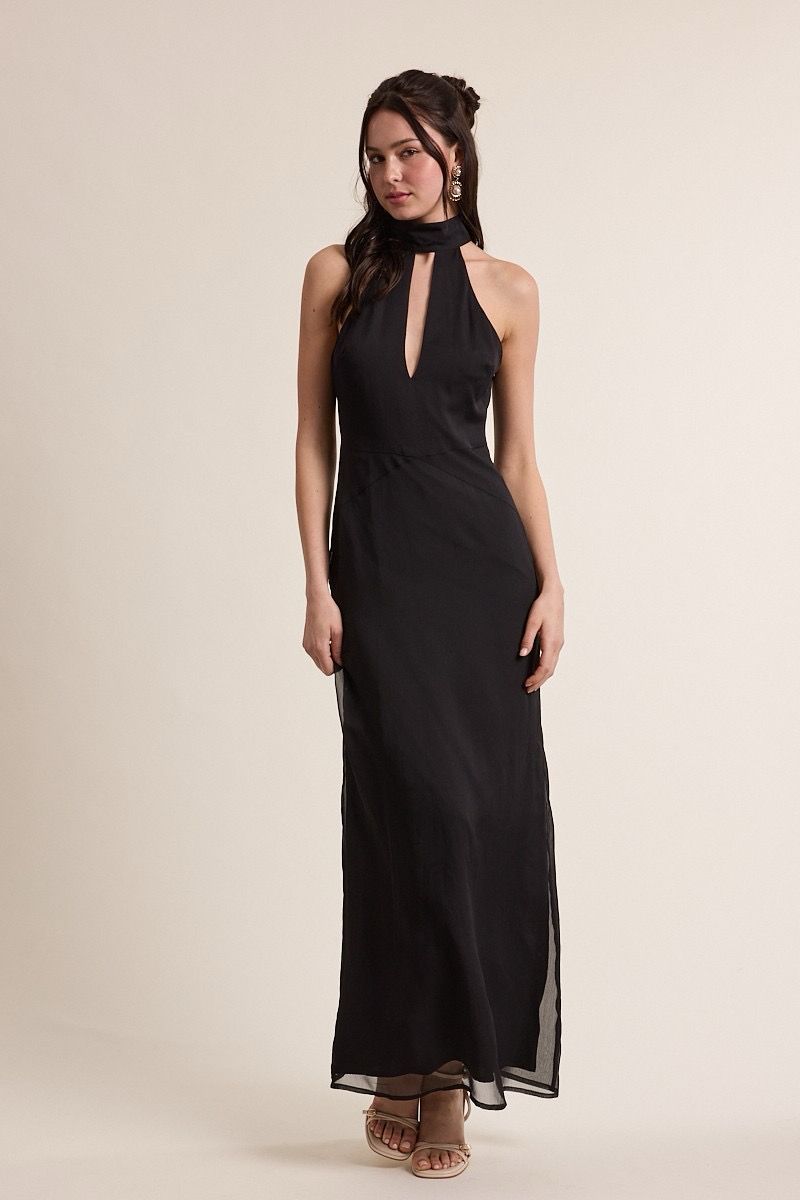 Kiera Scarf Maxi Dress-Blk