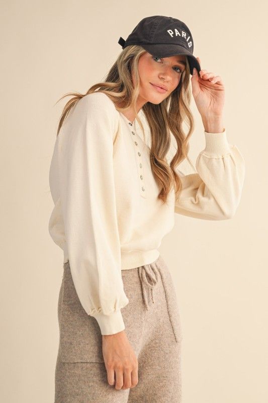 Kayla Henley Sweater-Cream