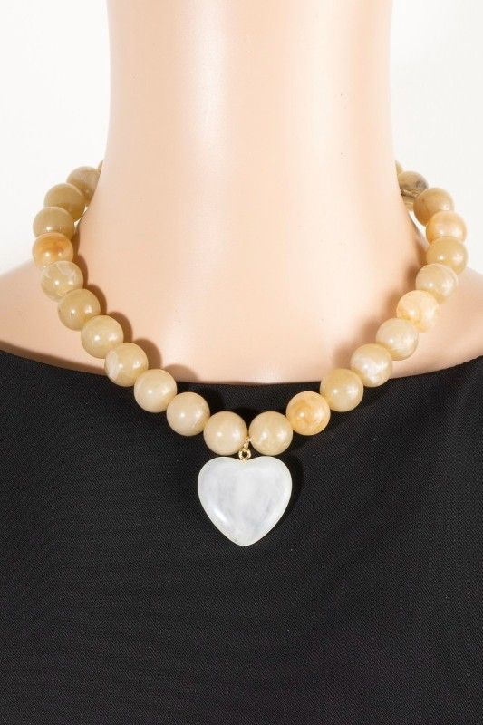 Big Beaded Resin Heart Necklace