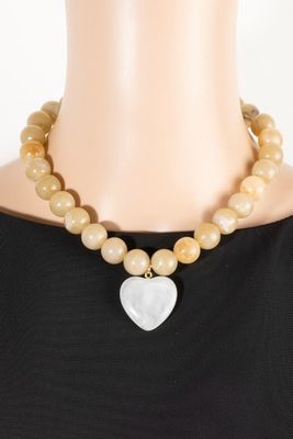 Big Beaded Resin Heart Necklace