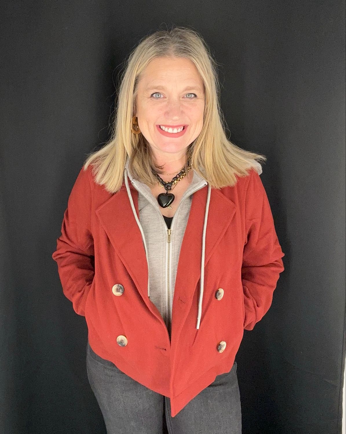 Two Fer Short Jacket-Brick