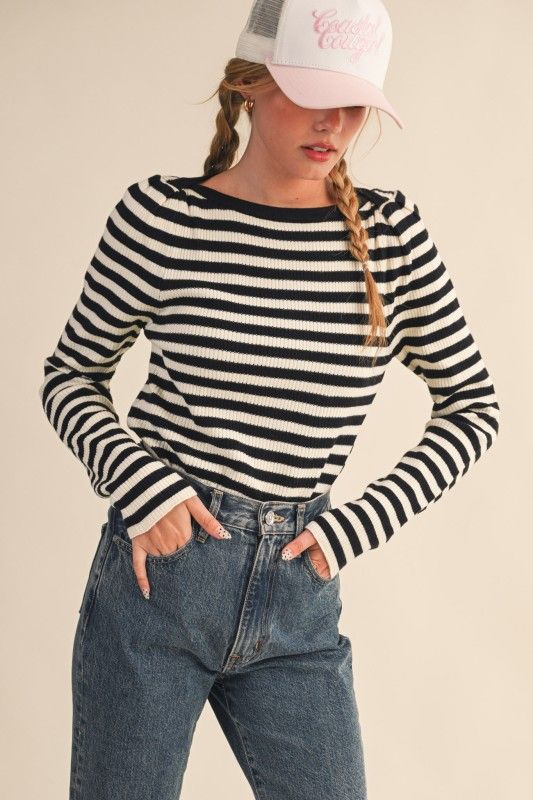 Jami Stripe Sweater-Blk