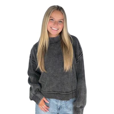 Washed Up Mock Neck-Char