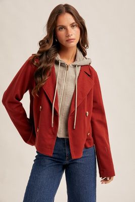 Two Fer Short Jacket-Brick