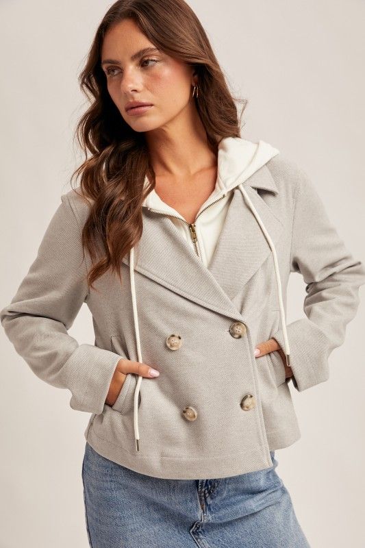 Two Fer Short Jacket-Grey