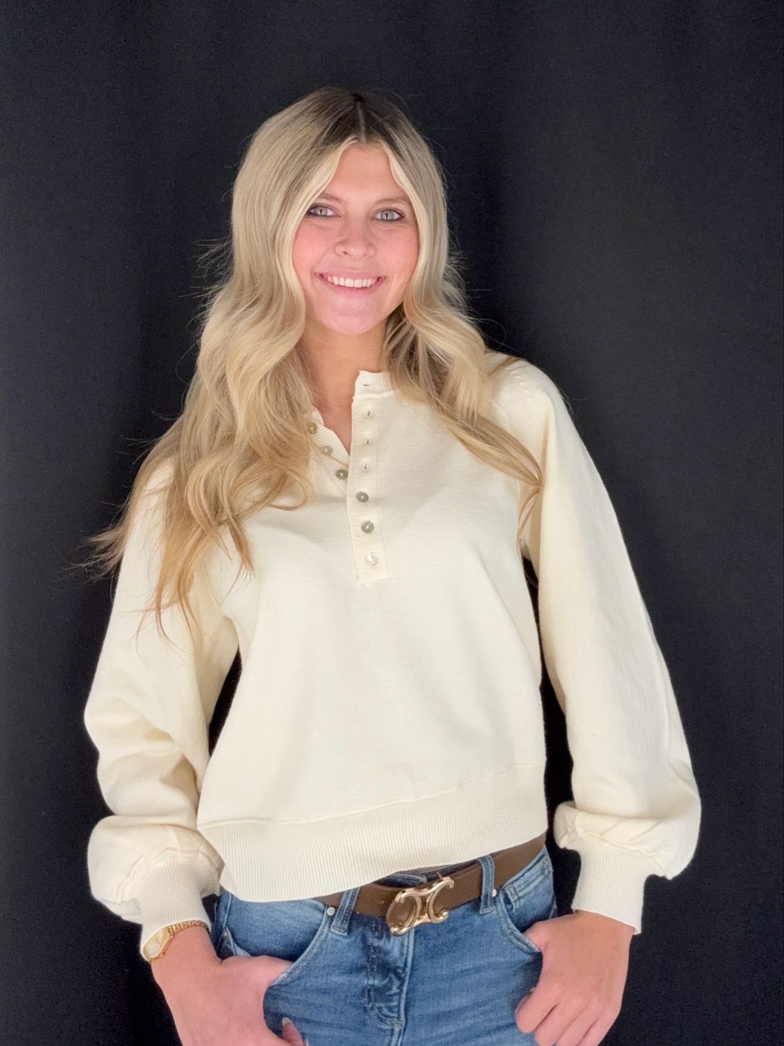 Kayla Henley Sweater-Cream
