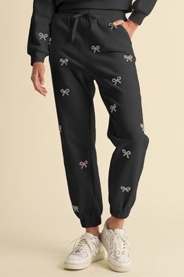 Sparkle Bow Joggers-Blk