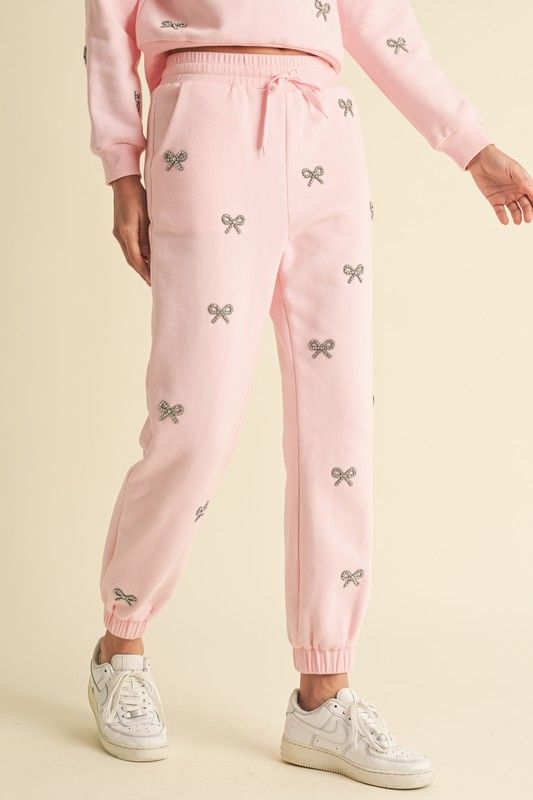 Sparkle Bow Joggers-Pink