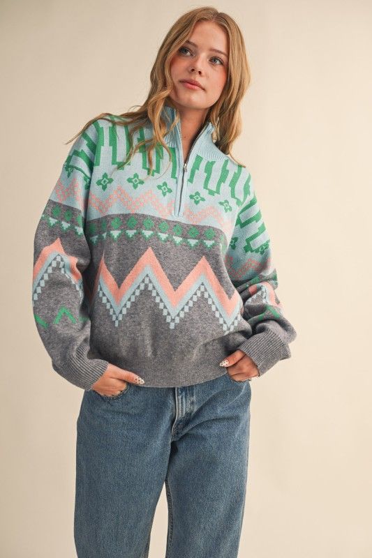 Gia Quarter Zip-Grey