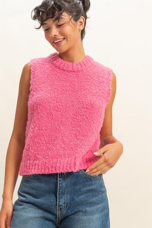 Tina Sweater Vest-Pink