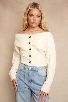 Off Shoulder Cardi-Cream