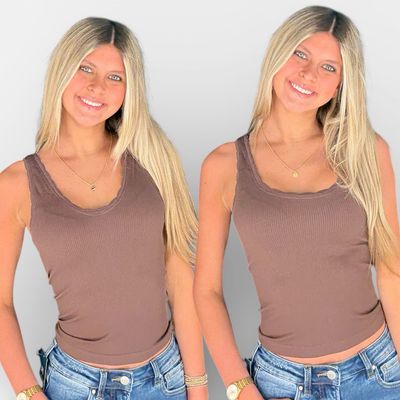 Reversible Scallop Tank-Coffee