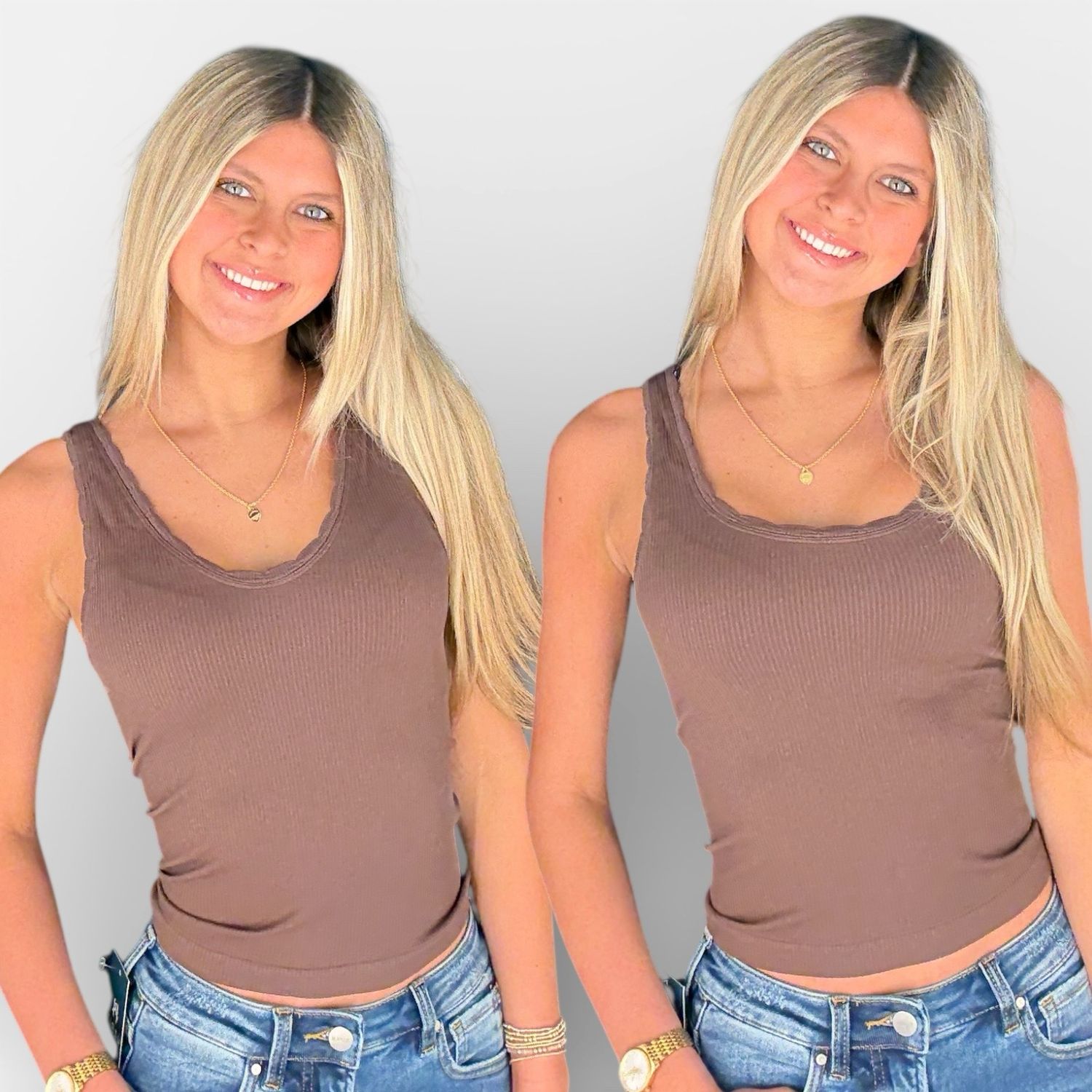 Reversible Scallop Tank-Coffee