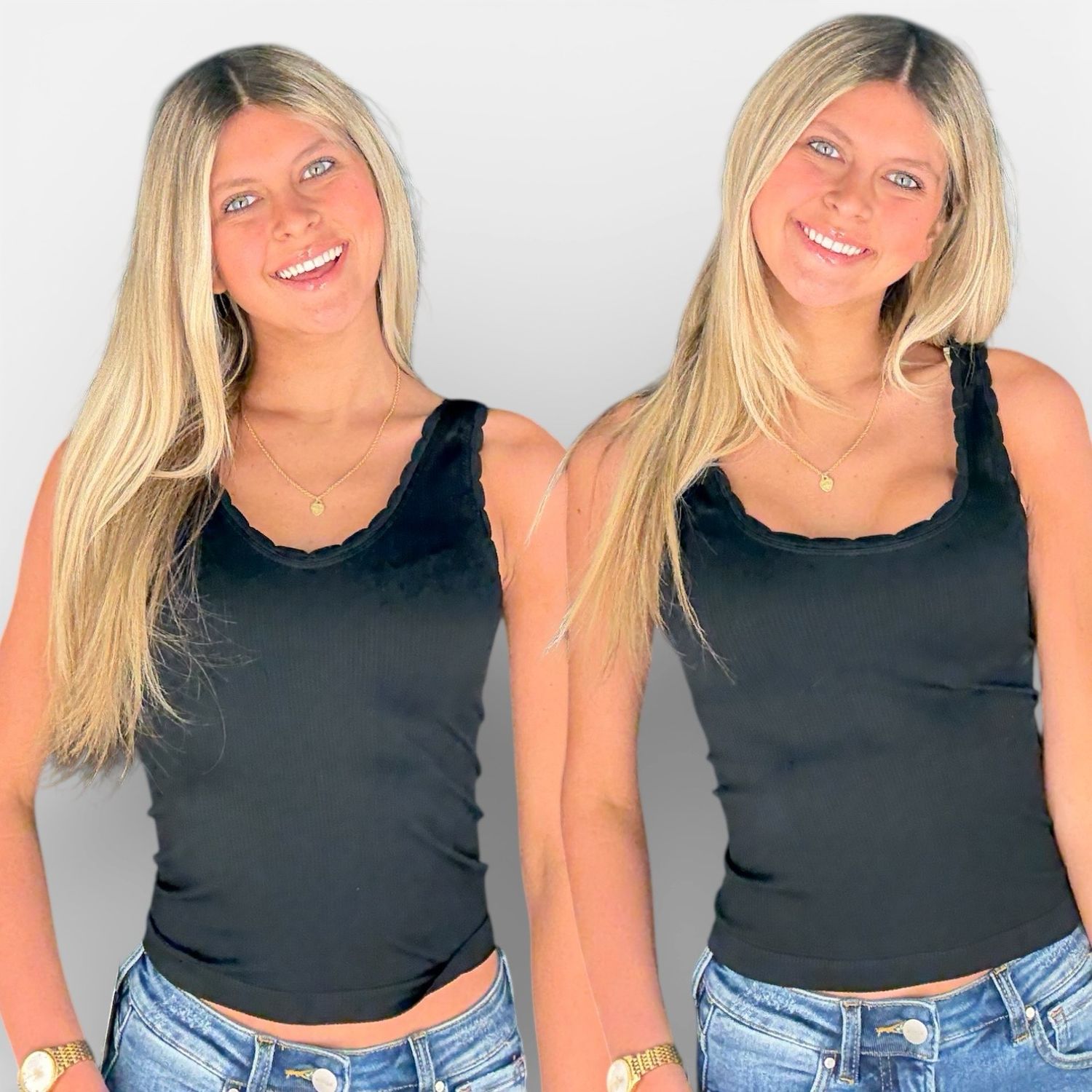 Reversible Scallop Tank-Blk