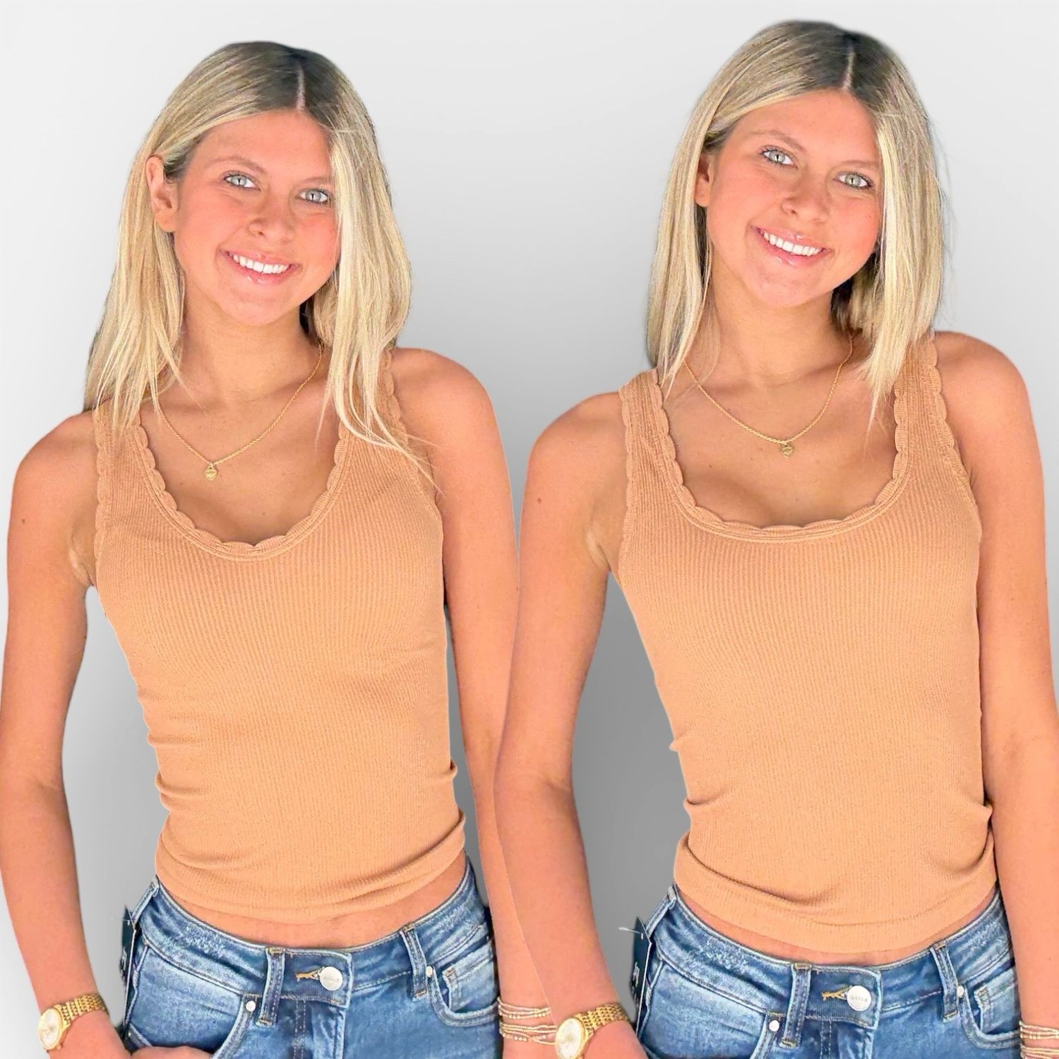 Reversible Scallop Tank-Mocha