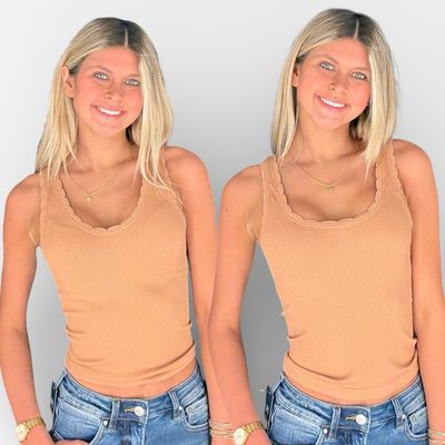 Reversible Scallop Tank-Mocha