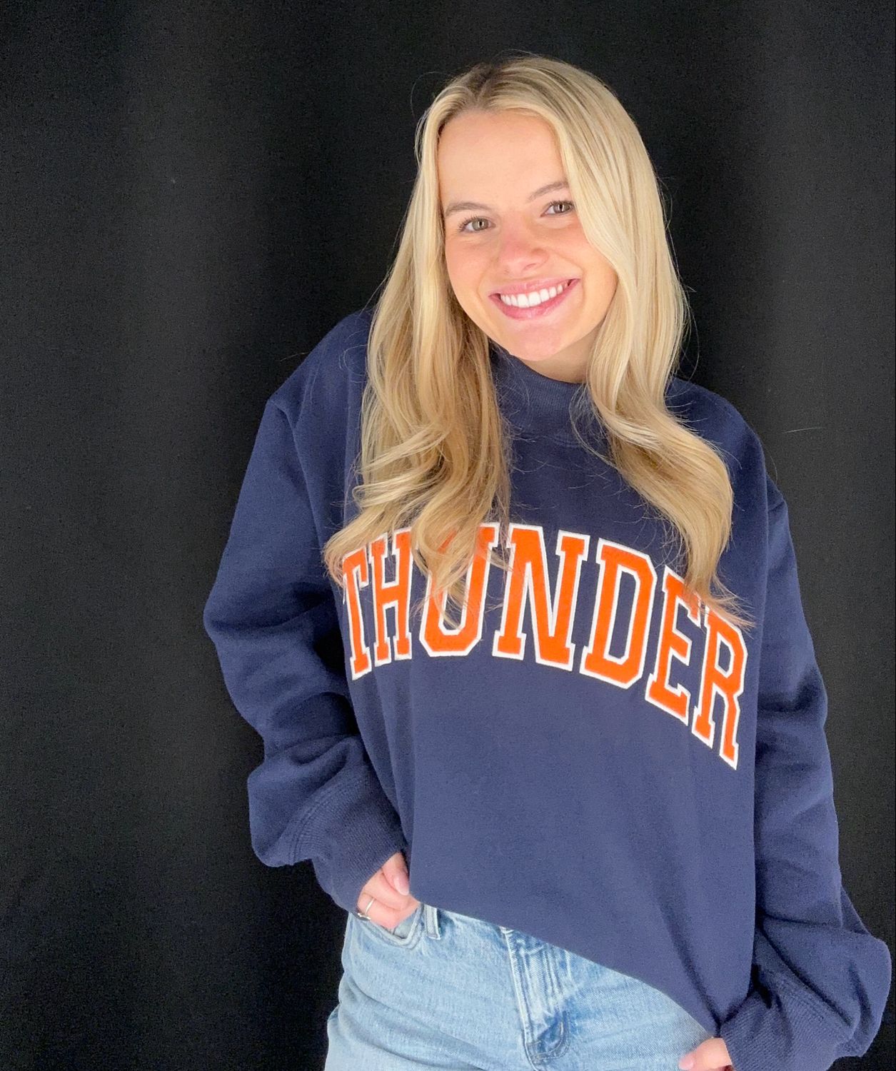 Thunder Mock Neck-Navy