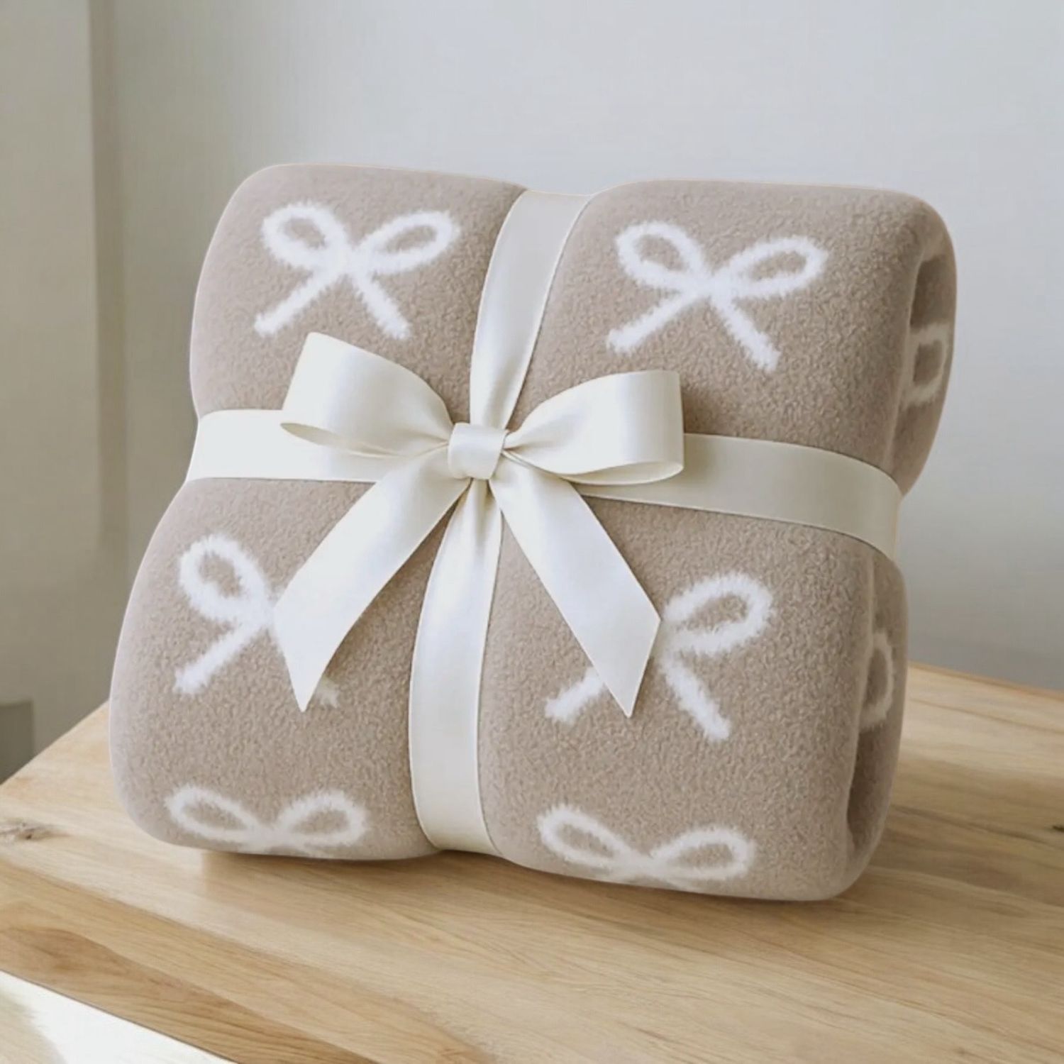 Tan Bow Blanket