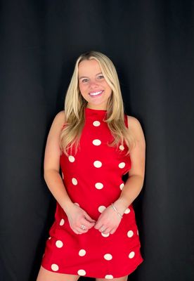 Big Dot Silky Dress-Red