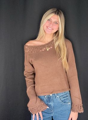 Crochet Off Shoulder Sweater