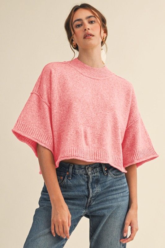 Marli Mock Neck-Lt Pink