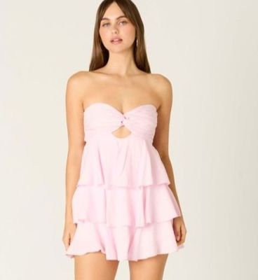 Kelsi Ruffle Dress-Pink