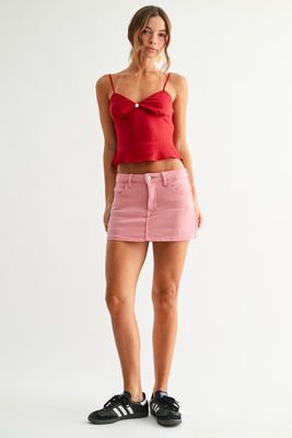 Lt Pink Denim Skort
