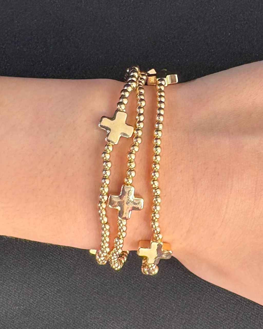 Triple Beaded Cross Bracelet