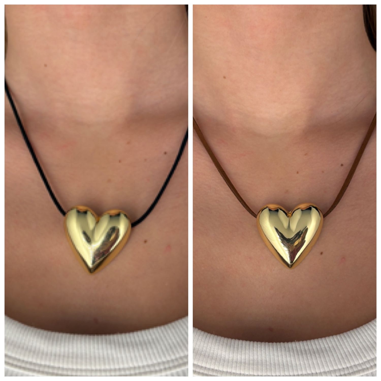 Puffy Heart Leather Neck