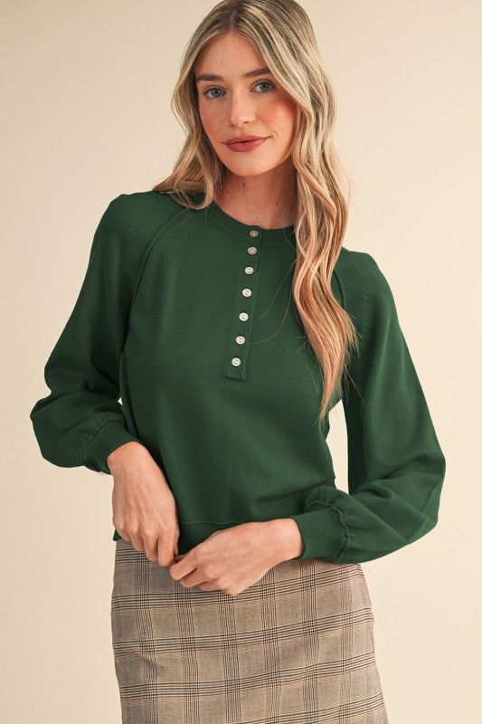 Kayla Henley Sweater-Green