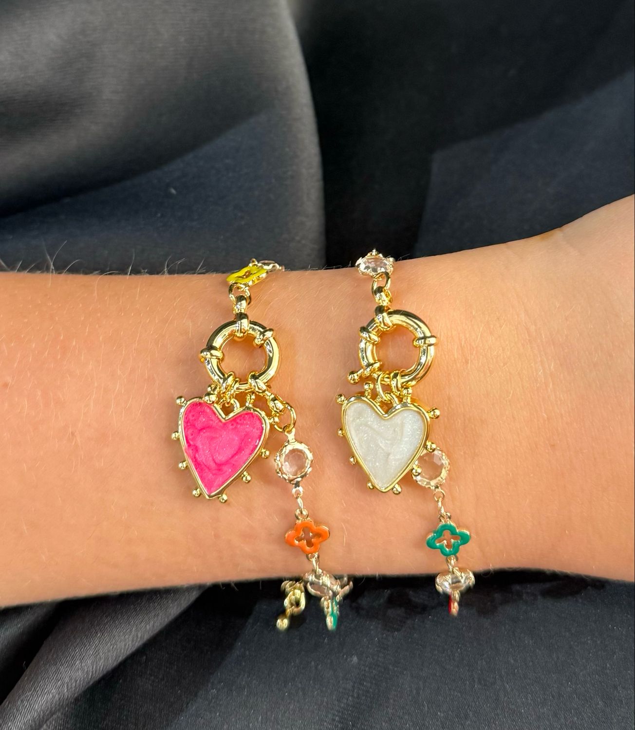 Enamel Heart Bracelet