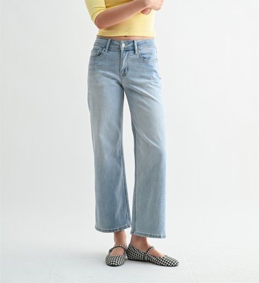 Pale Blue Mid Rise Wide