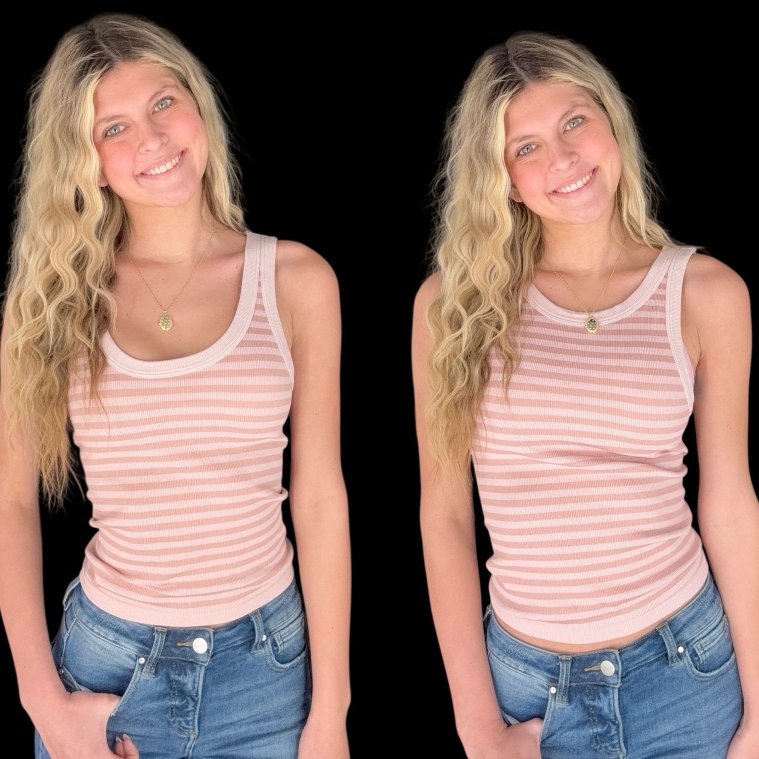 2 Way Long Stripe-Blush