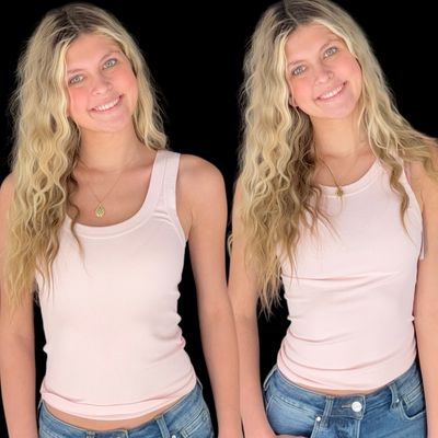 Two Way Long Tank-Icy Pink