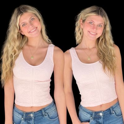 2 Way Lace Tank-Icy Pink