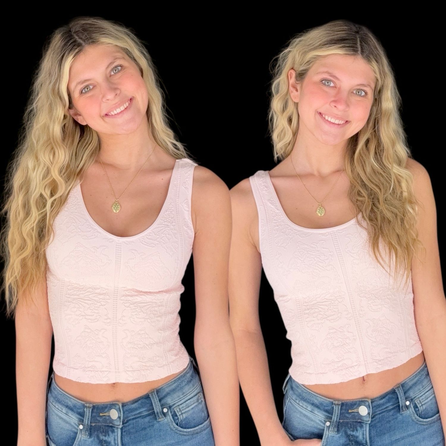 2 Way Lace Tank-Icy Pink