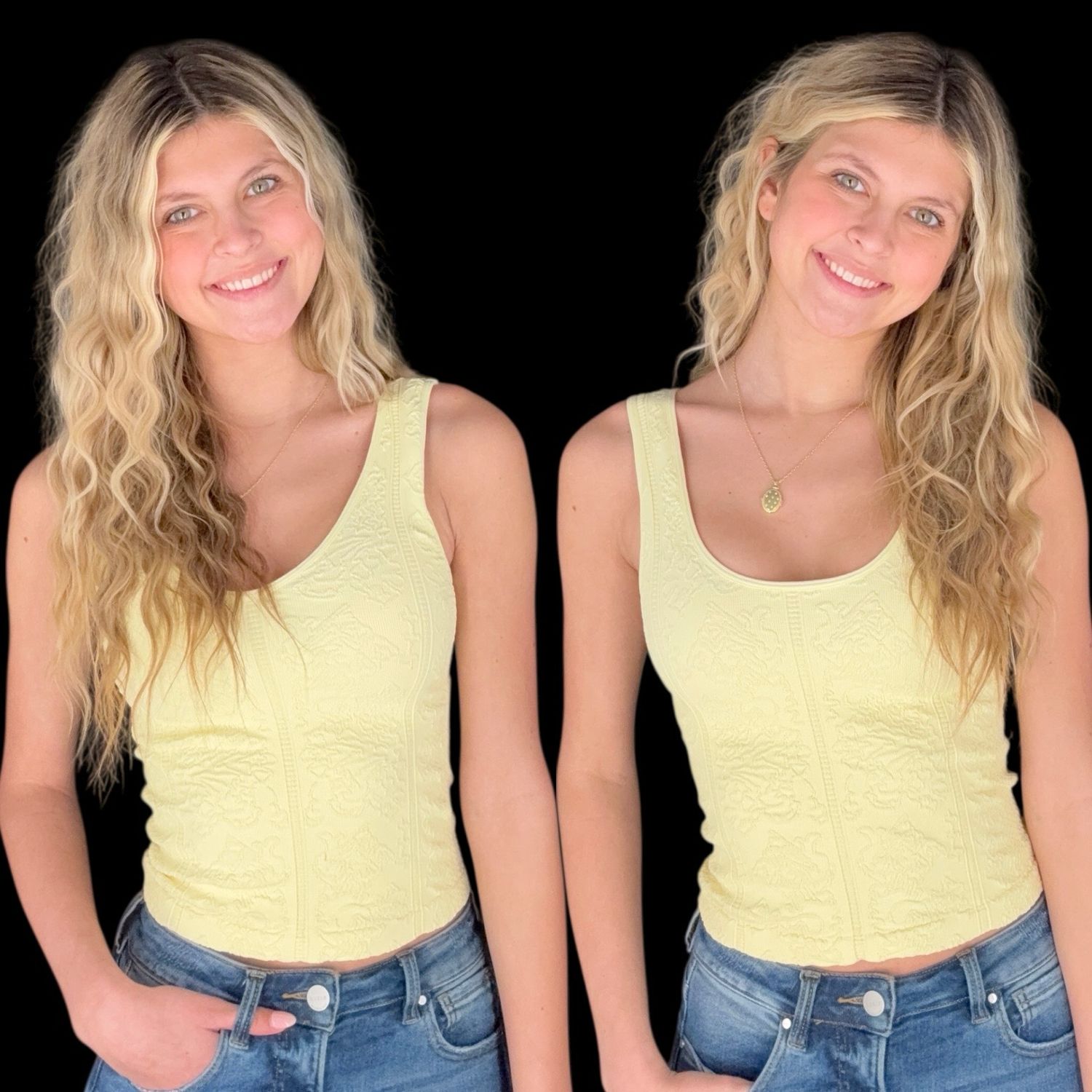 2 Way Lace Tank-Yellow