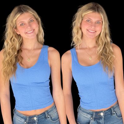 2 Way Lace Tank-Marine