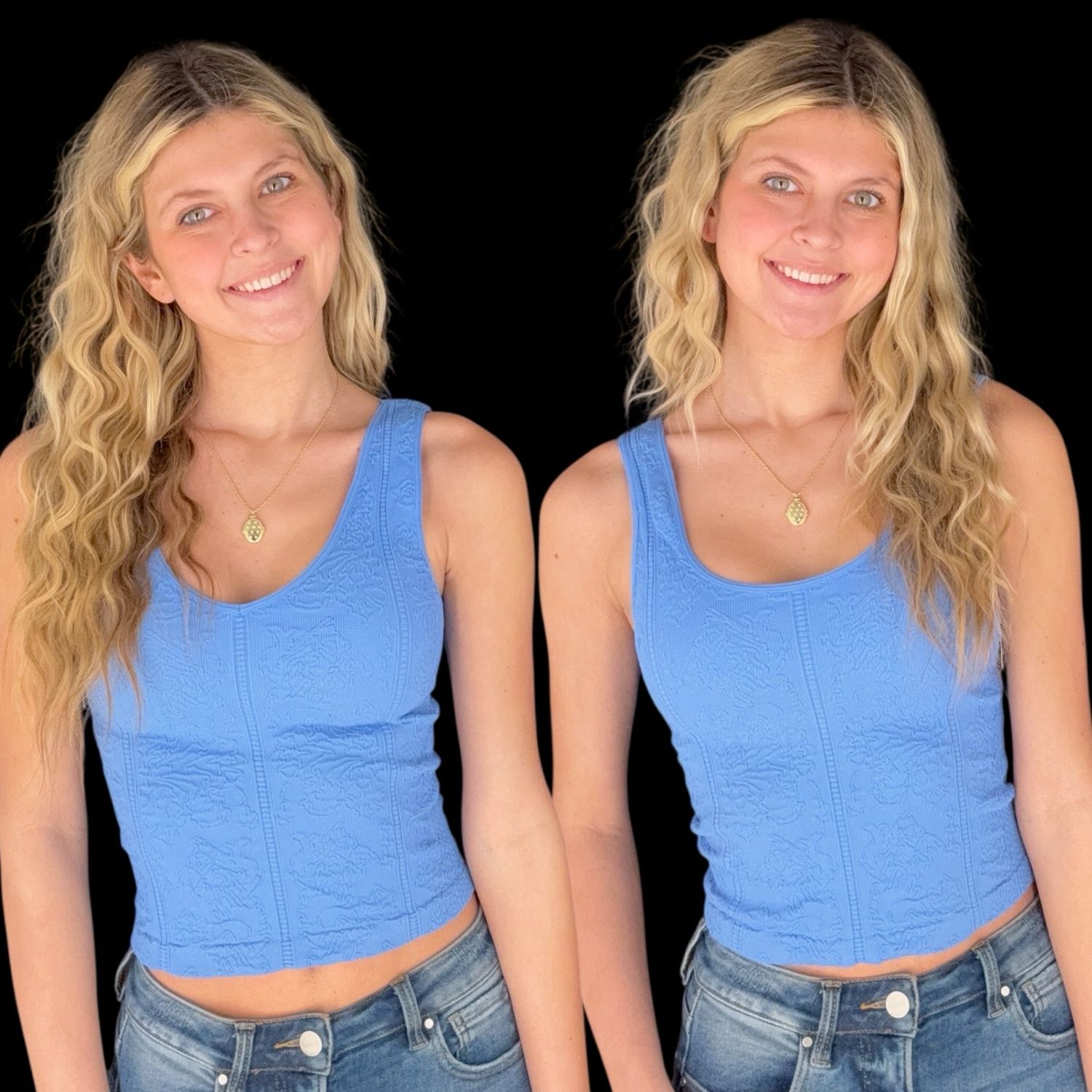 2 Way Lace Tank-Marine