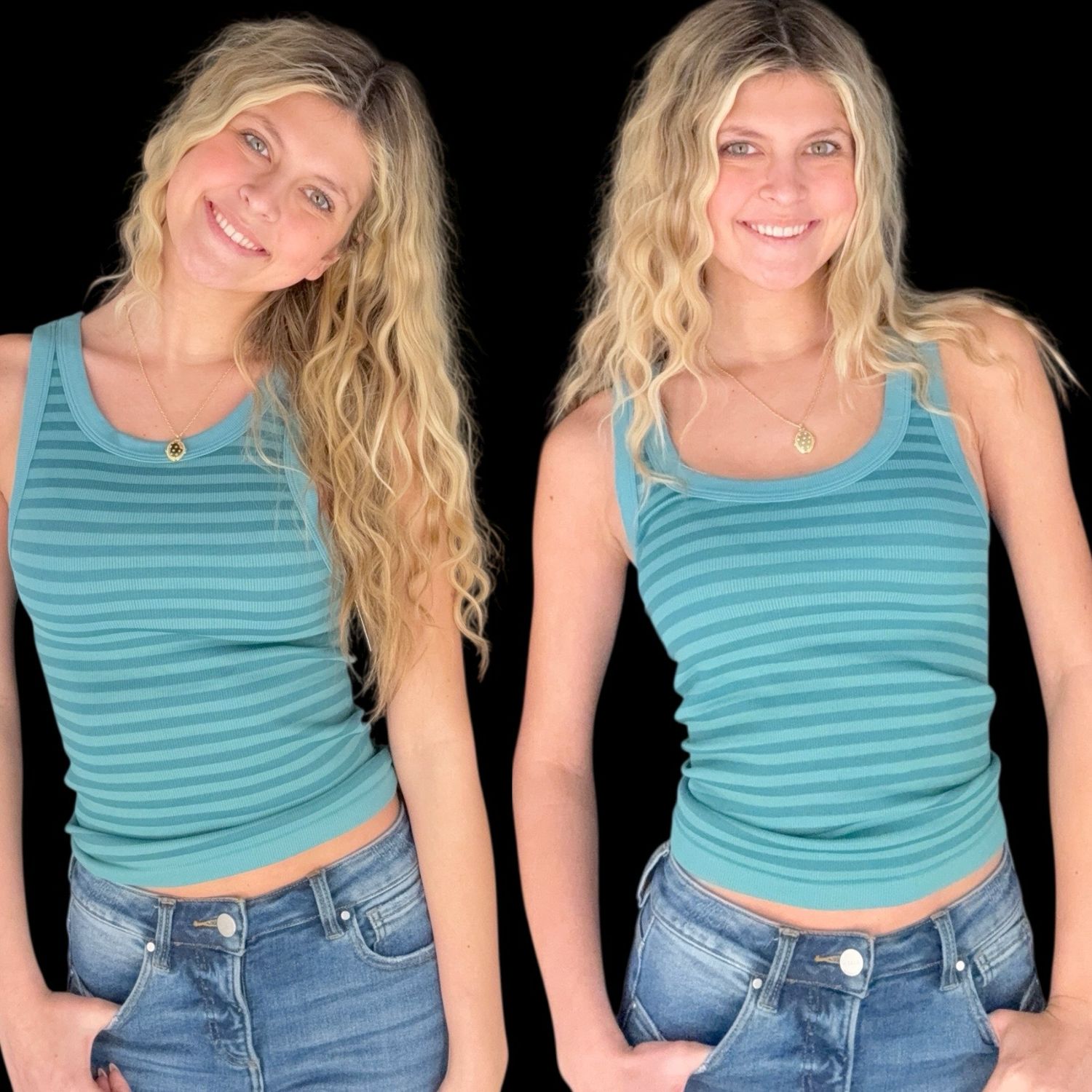 2 Way Long Stripe-Teal