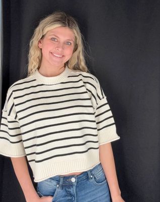 Julee Stripe Sweater-Blk